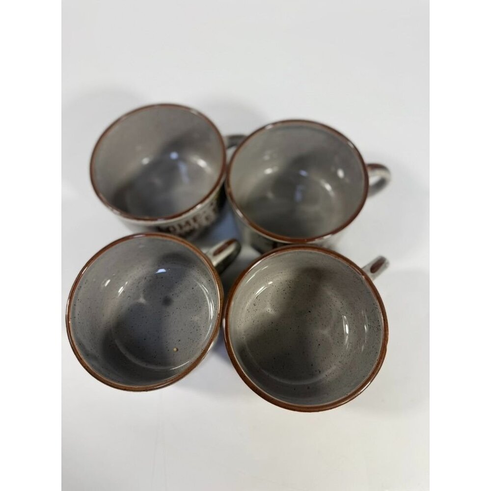 Stoneware Wide Mouth Coffee Mugs Large Soup Mug Set 4 Home Sweet Home Japan - Picture 9 of 11